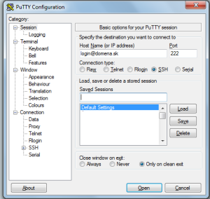 ssh pristup putty speedweb